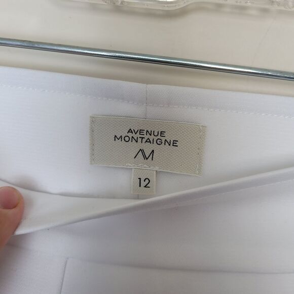 Avenue Montaigne Leo Flare Crop Pants White Stretchy Chic Coastal City Size 12 - Picture 9 of 13